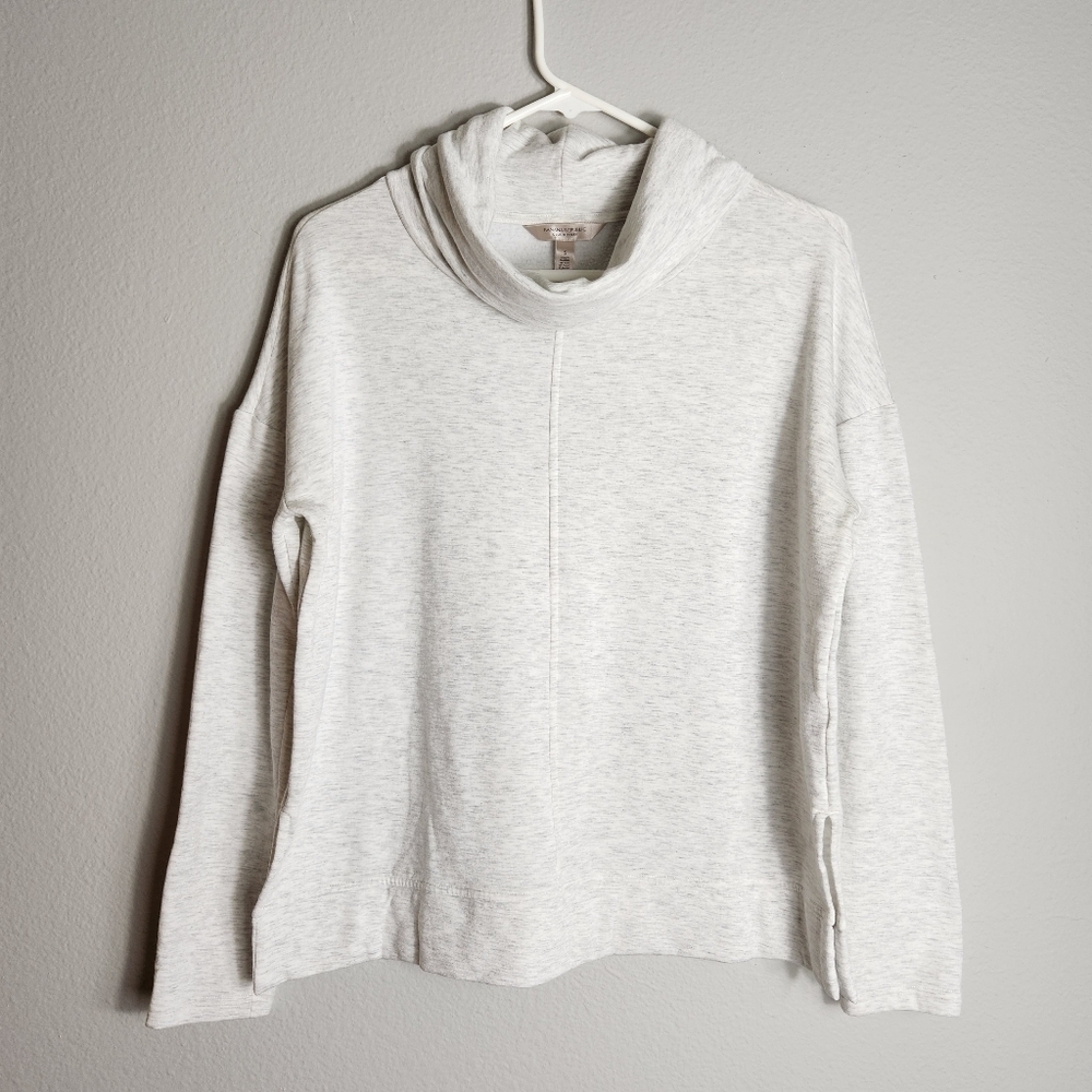 Banana Republic Womens Light Gray Cloud Terry Cropped Funnel NeckTop-Size S